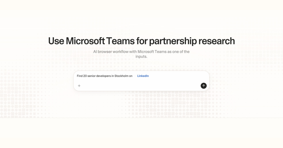 Diagram of Strawberry AI browser workflow using Microsoft Teams for partnership research