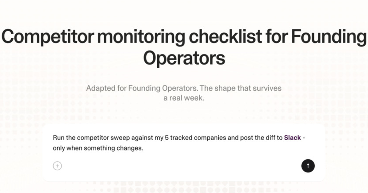 Competitor monitoring checklist for founding operators