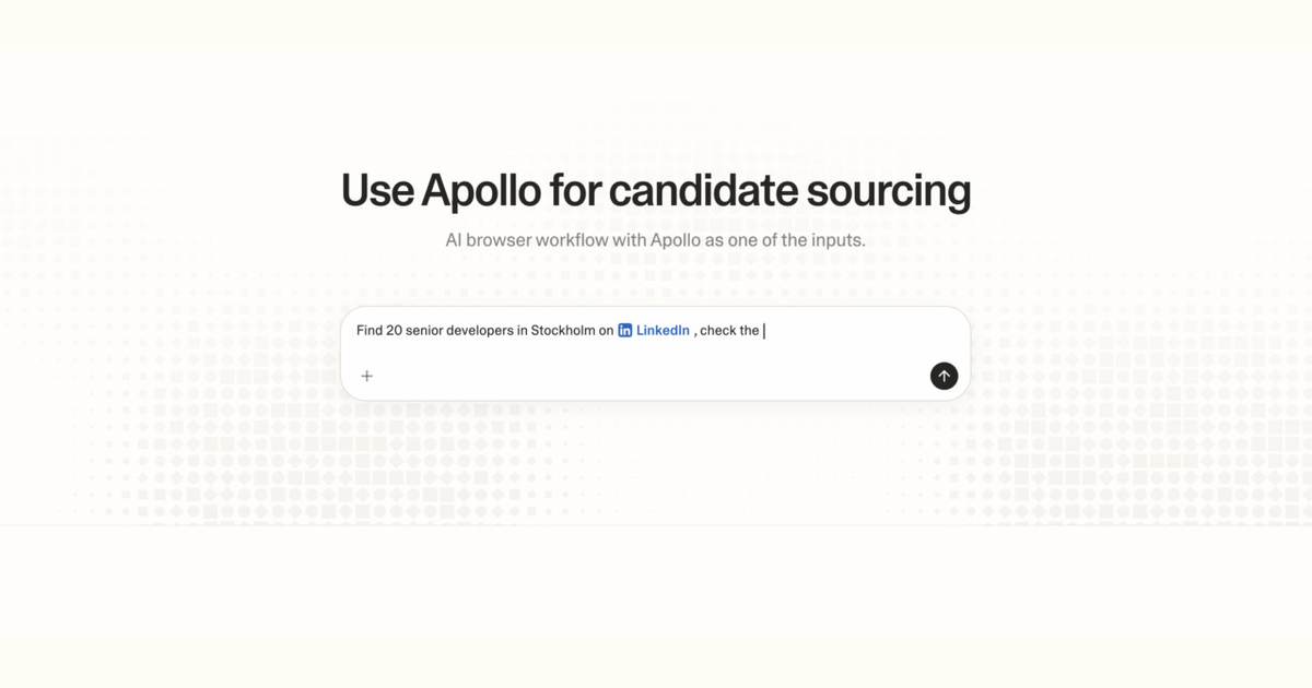 Diagram of Strawberry AI browser workflow using Apollo for candidate sourcing