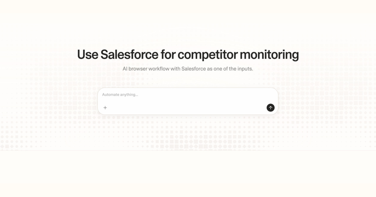 Diagram of Strawberry AI browser workflow using Salesforce for competitor monitoring