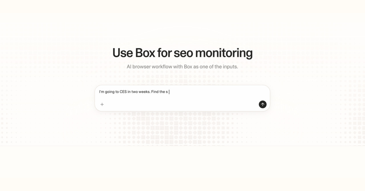 Diagram of Strawberry AI browser workflow using Box for SEO monitoring