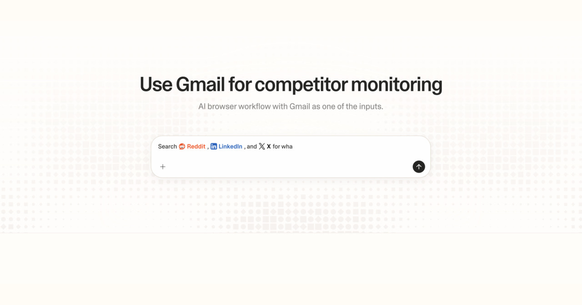 Diagram of Strawberry AI browser workflow using Gmail for competitor monitoring