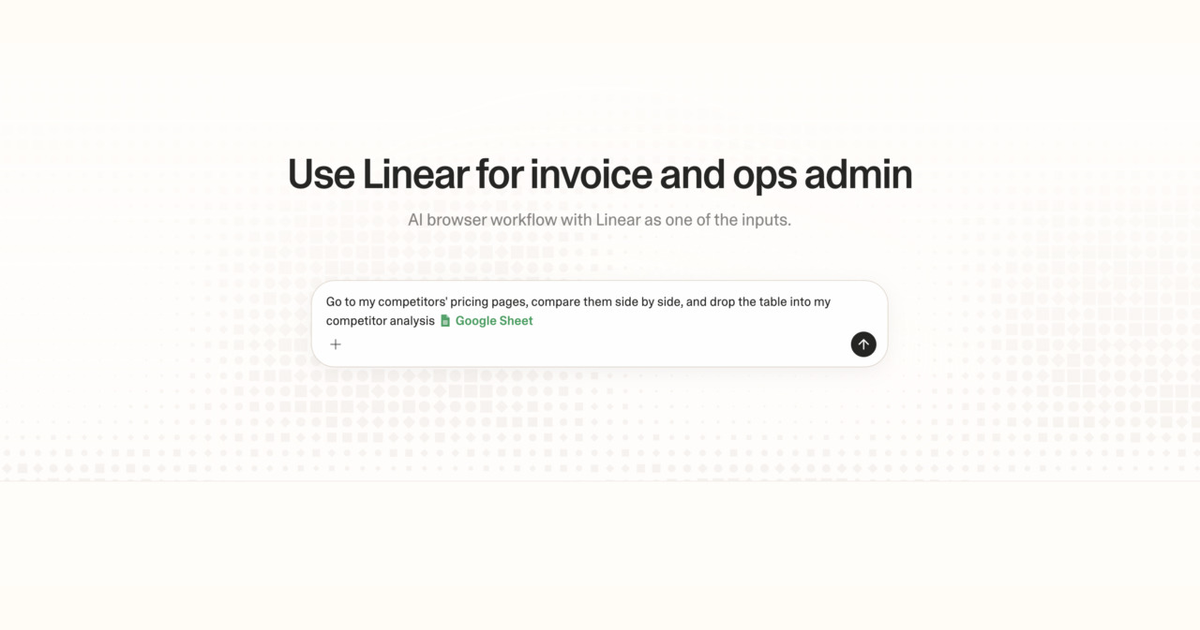Diagram of Strawberry AI browser workflow using Linear for invoice and ops admin