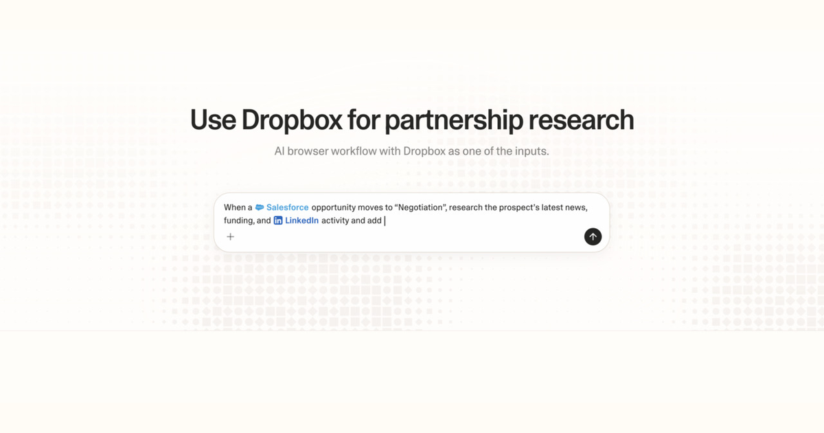 Diagram of Strawberry AI browser workflow using Dropbox for partnership research