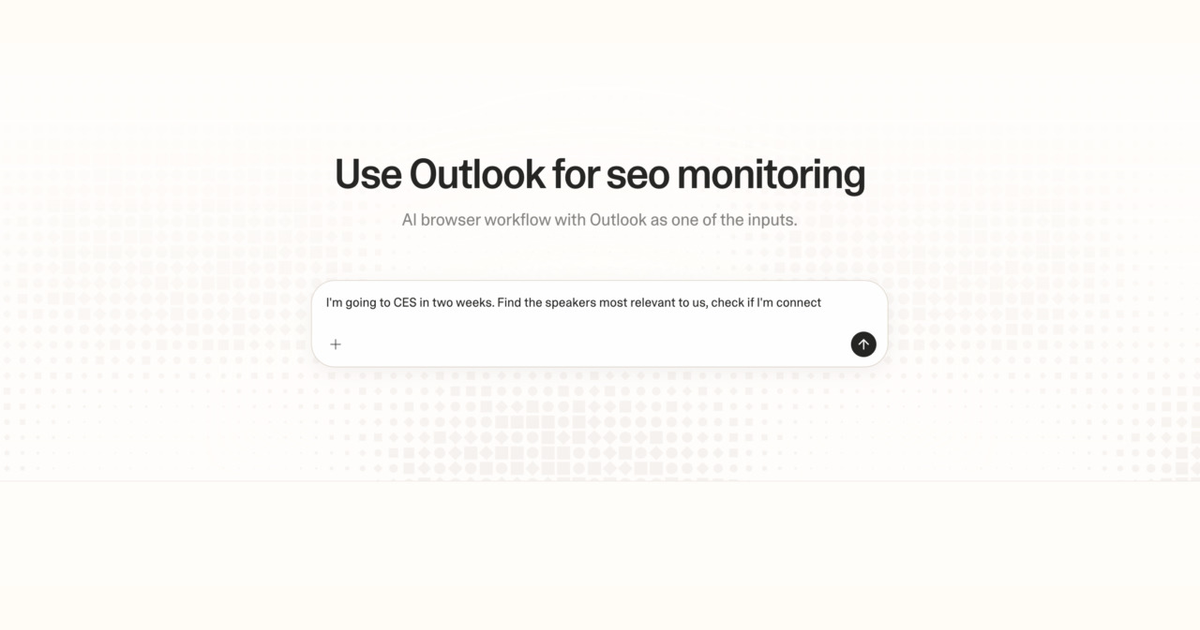 Diagram of Strawberry AI browser workflow using Outlook for SEO monitoring
