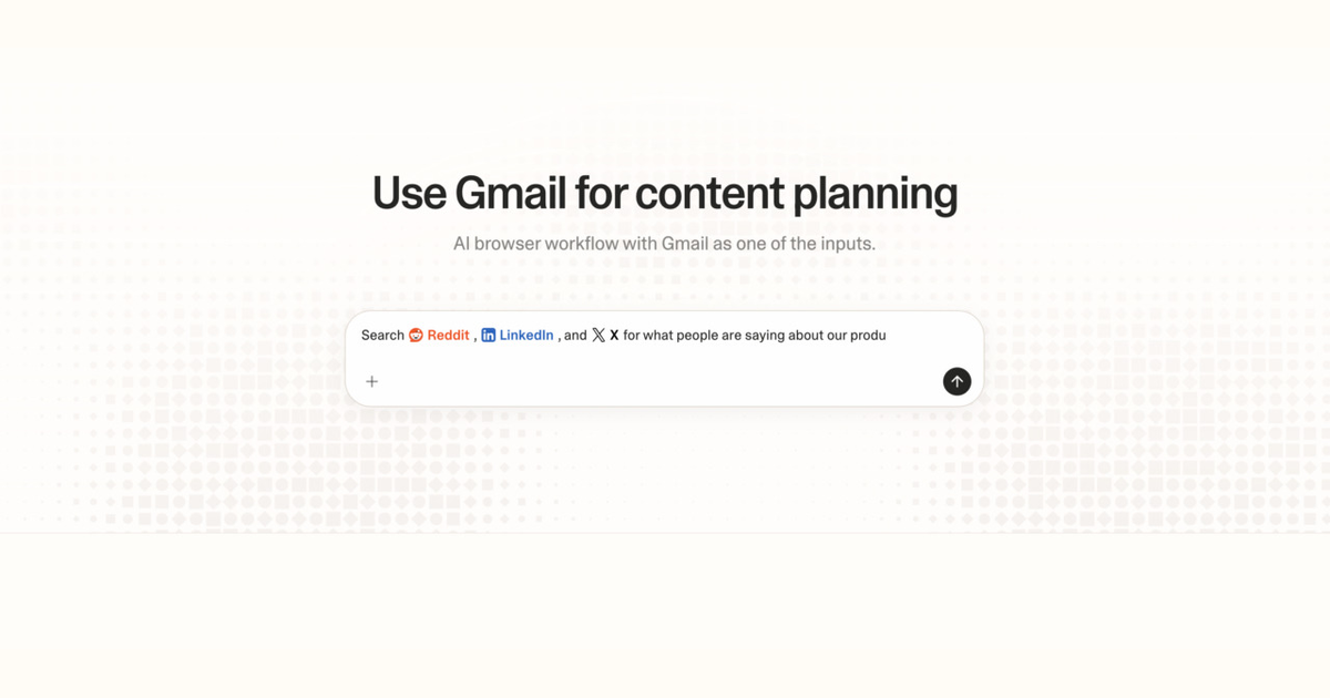Diagram of Strawberry AI browser workflow using Gmail for content planning