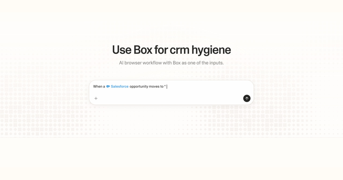 Diagram of Strawberry AI browser workflow using Box for CRM hygiene