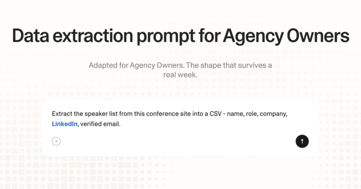 Data extraction prompt for agency owners