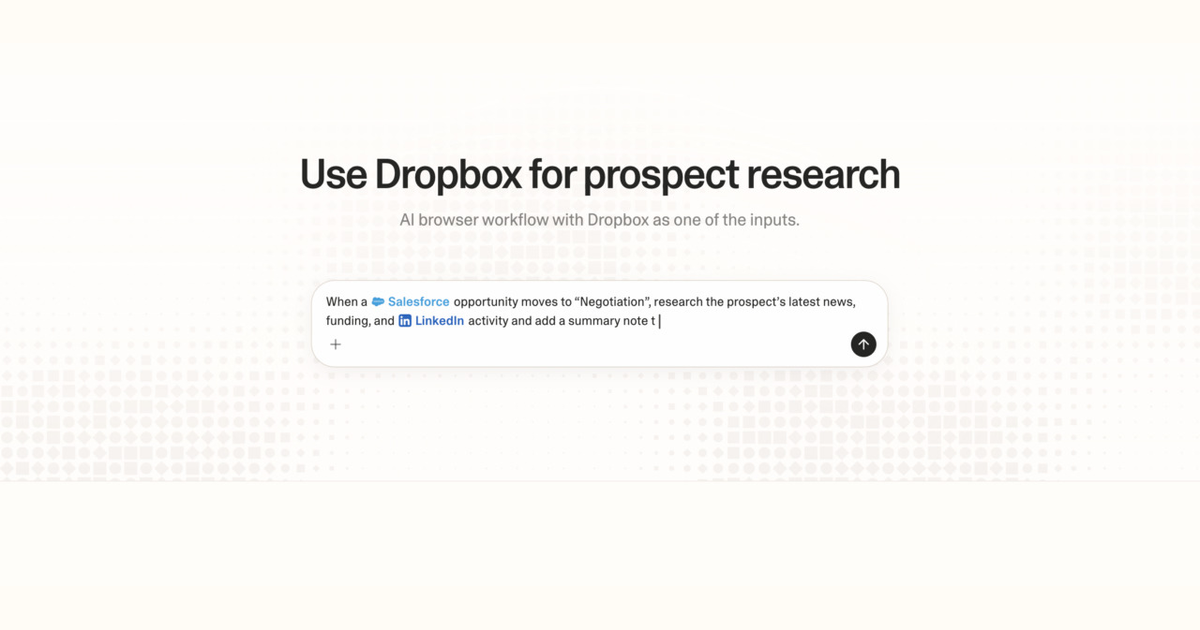 Diagram of Strawberry AI browser workflow using Dropbox for prospect research