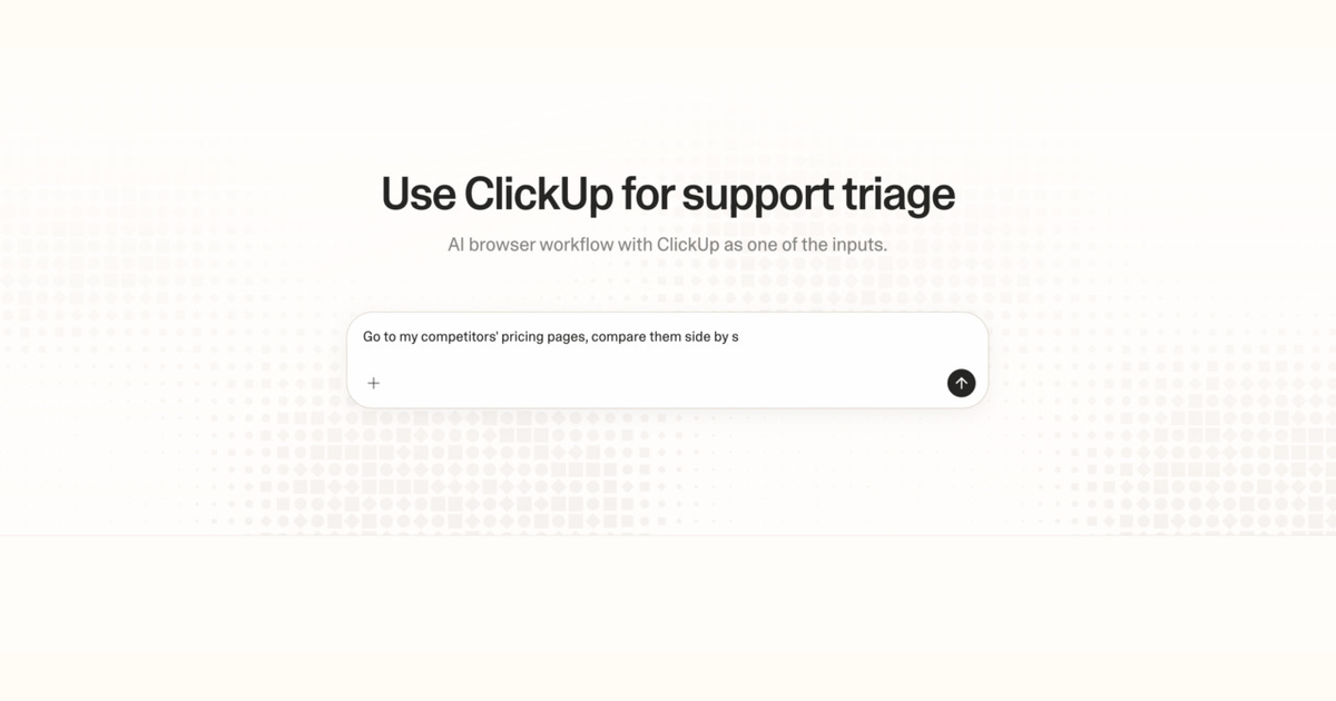Diagram of Strawberry AI browser workflow using ClickUp for support triage