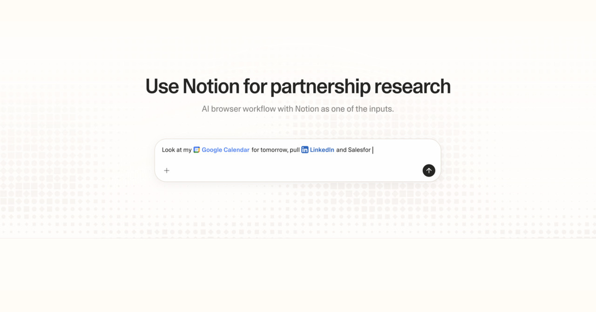 Diagram of Strawberry AI browser workflow using Notion for partnership research