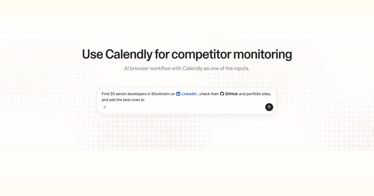 Diagram of Strawberry AI browser workflow using Calendly for competitor monitoring