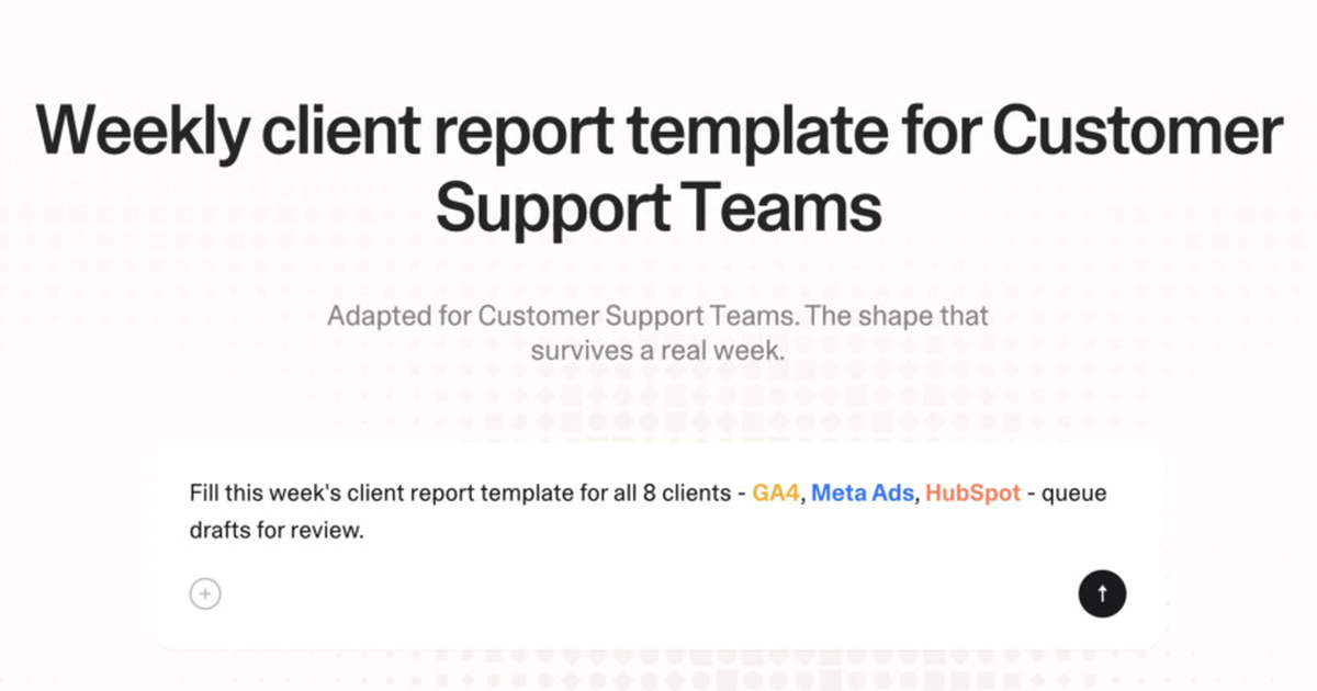 Weekly client report template for customer support teams