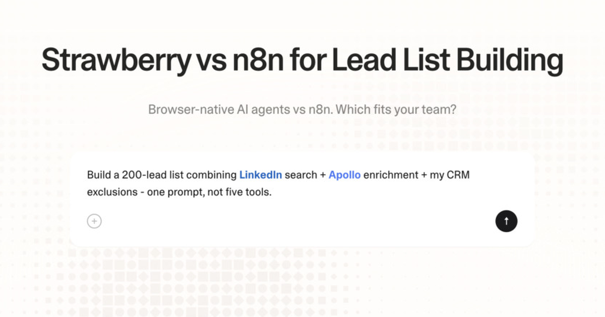 Strawberry vs n8n for lead list building