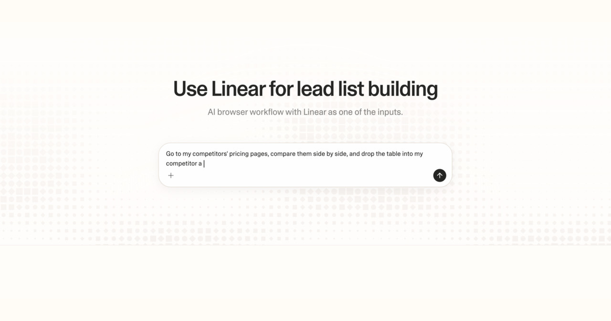 Diagram of Strawberry AI browser workflow using Linear for lead list building
