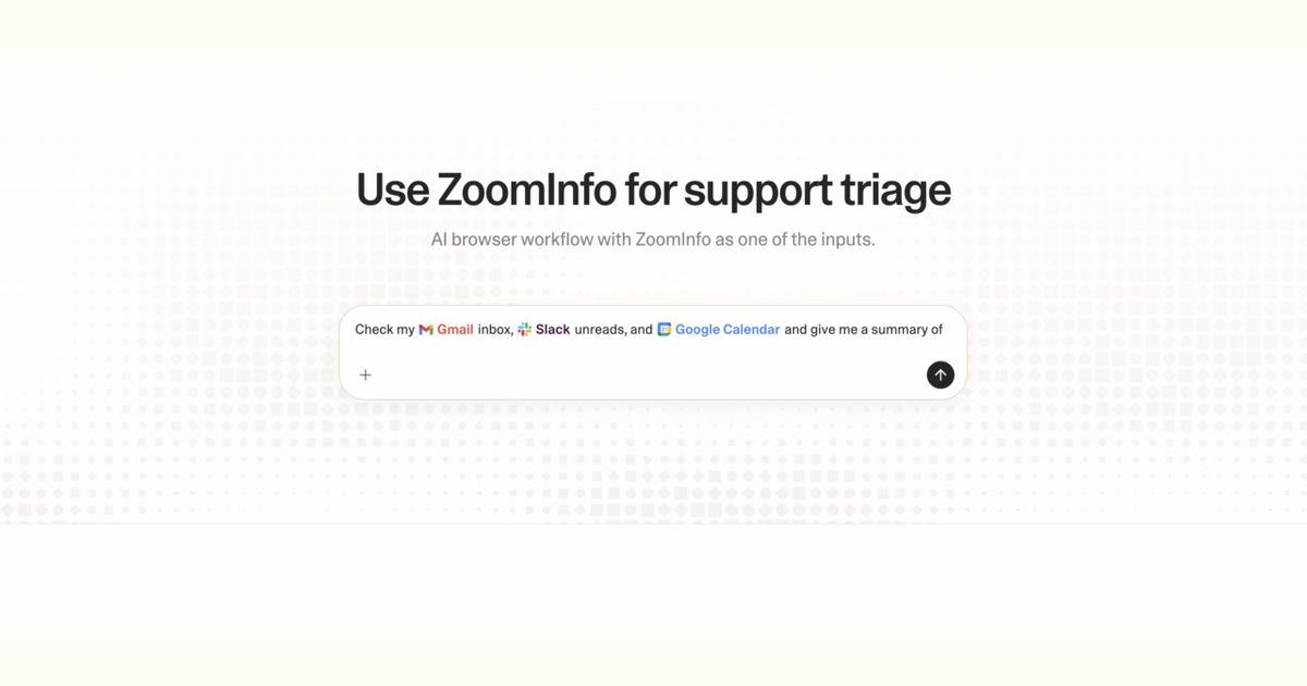 Diagram of Strawberry AI browser workflow using ZoomInfo for support triage