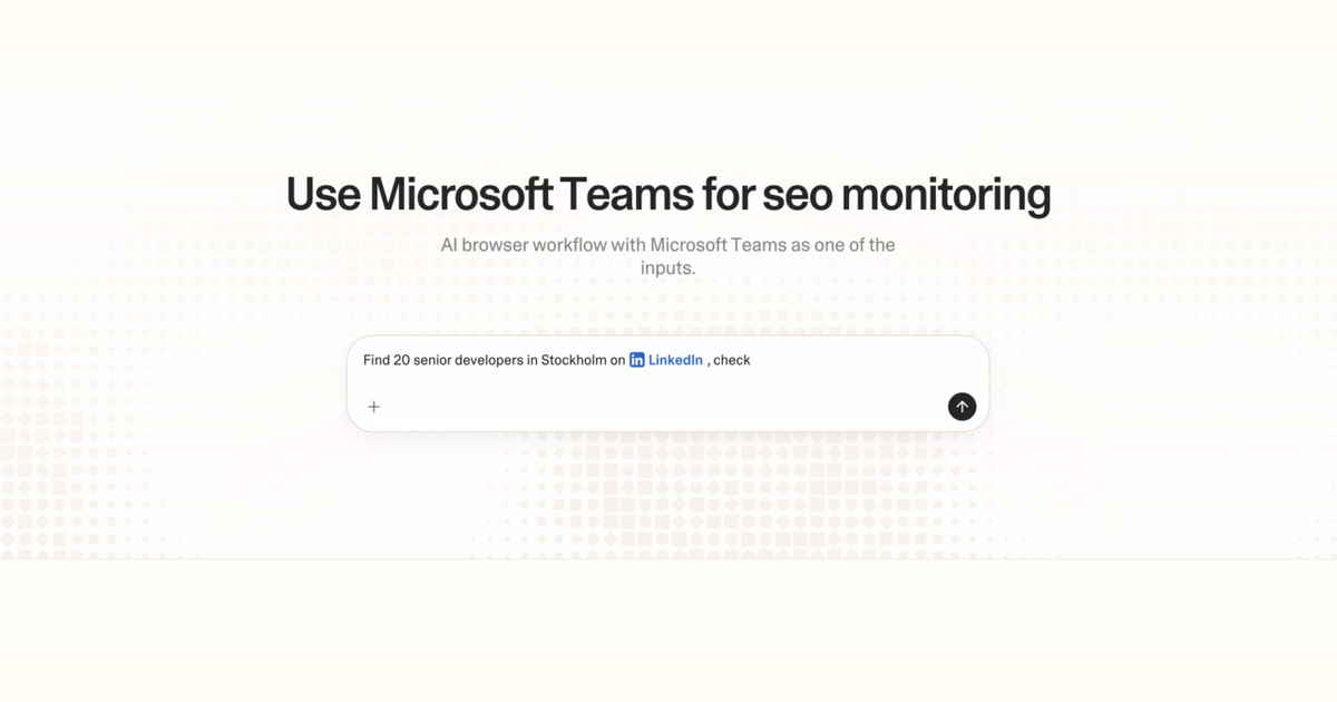 Diagram of Strawberry AI browser workflow using Microsoft Teams for SEO monitoring