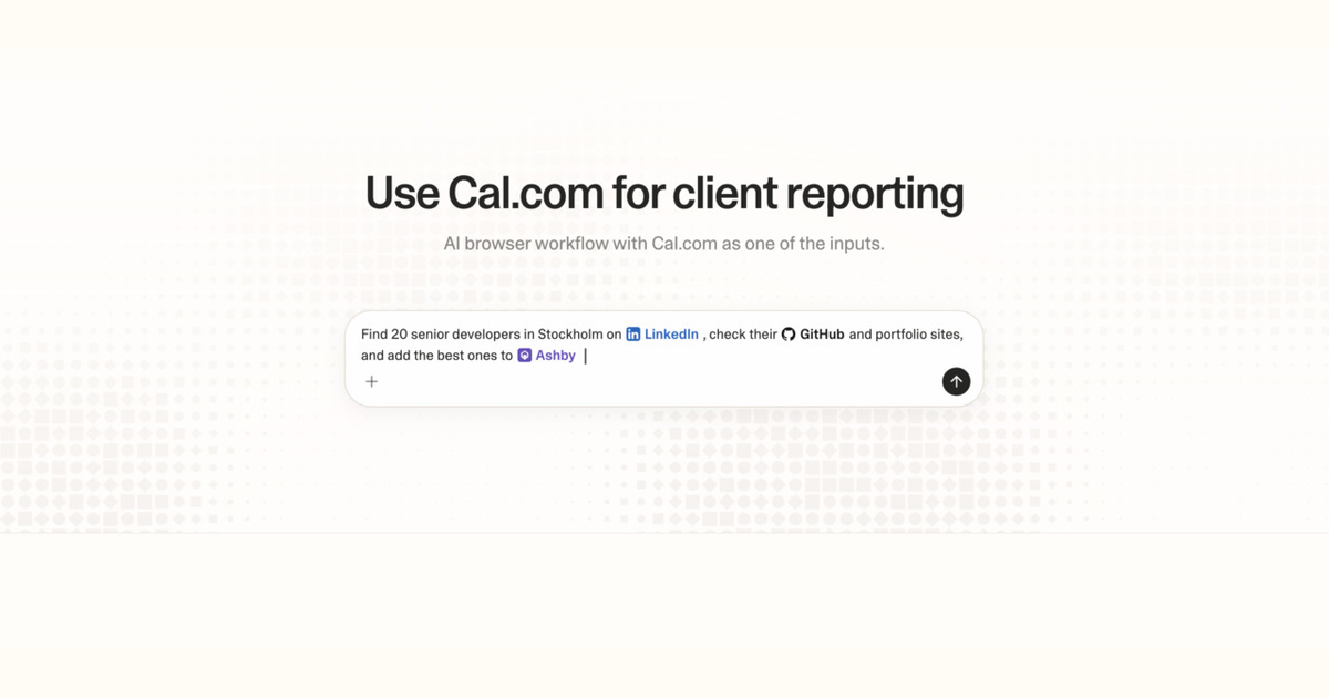 Diagram of Strawberry AI browser workflow using Cal.com for client reporting