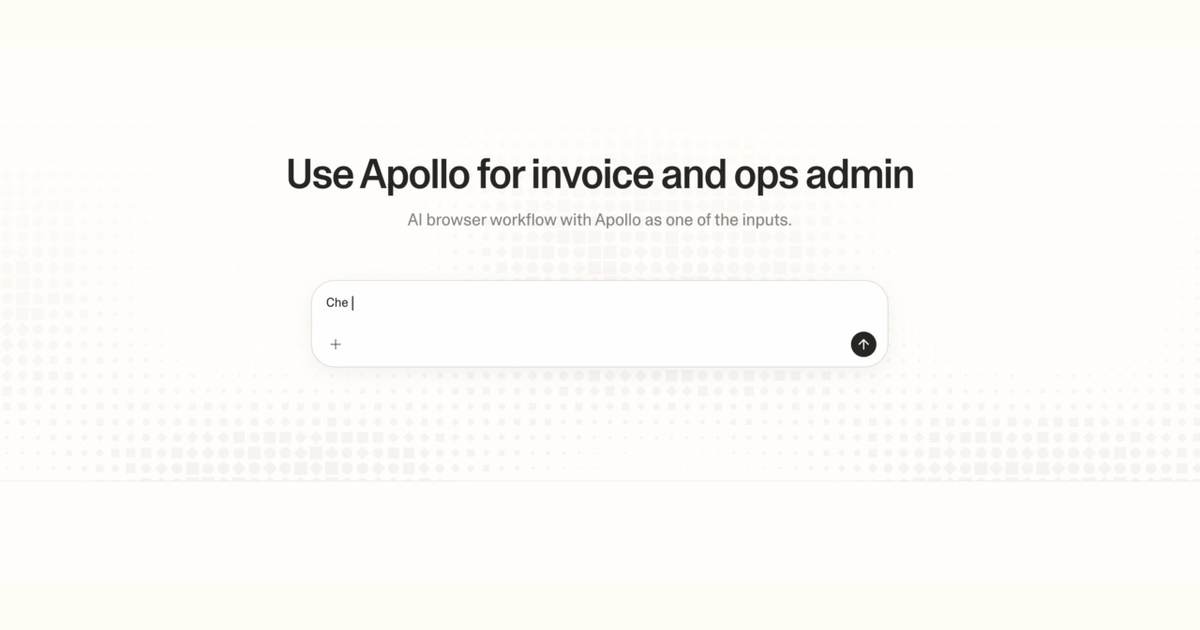 Diagram of Strawberry AI browser workflow using Apollo for invoice and ops admin