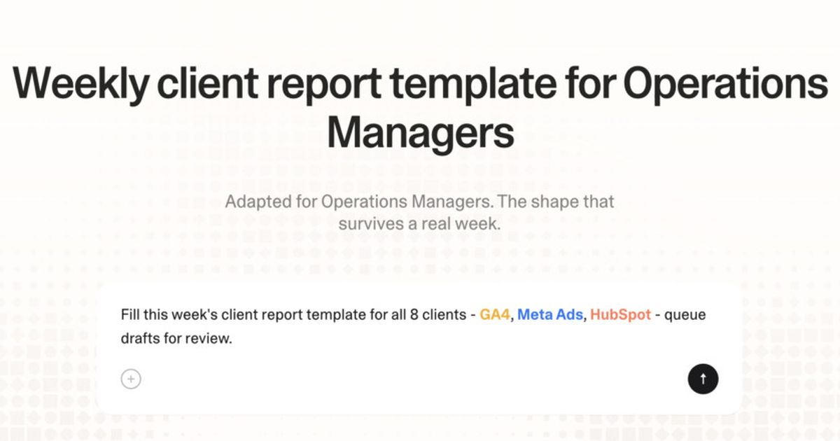 Weekly client report template for operations managers