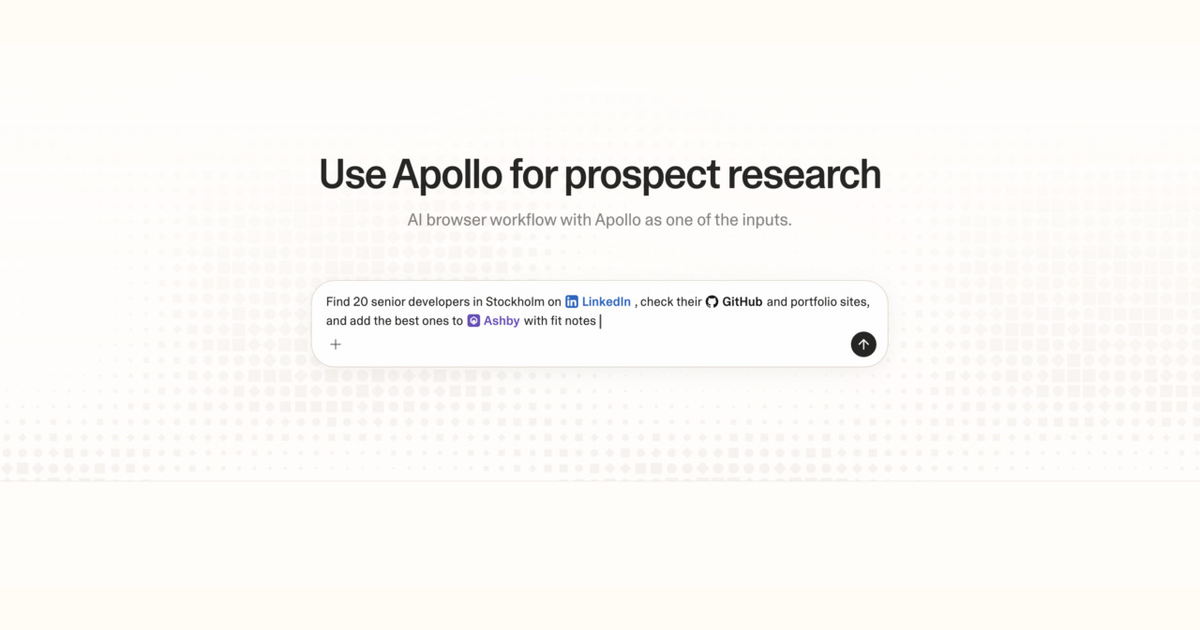 Diagram of Strawberry AI browser workflow using Apollo for prospect research