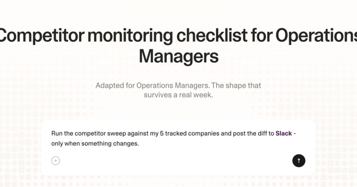 Competitor monitoring checklist for operations managers