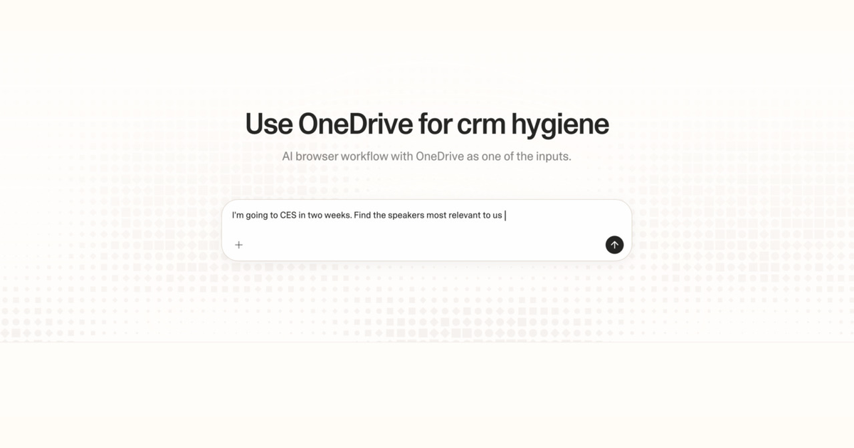 Diagram of Strawberry AI browser workflow using OneDrive for CRM hygiene