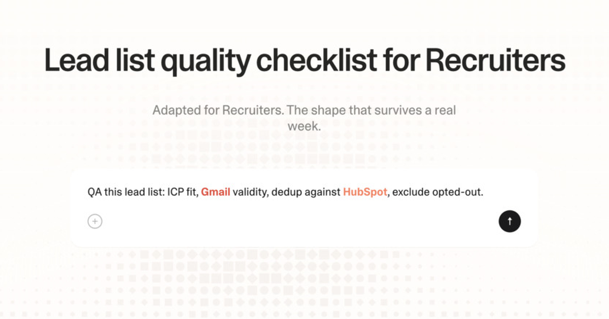 Lead list quality checklist for recruiters