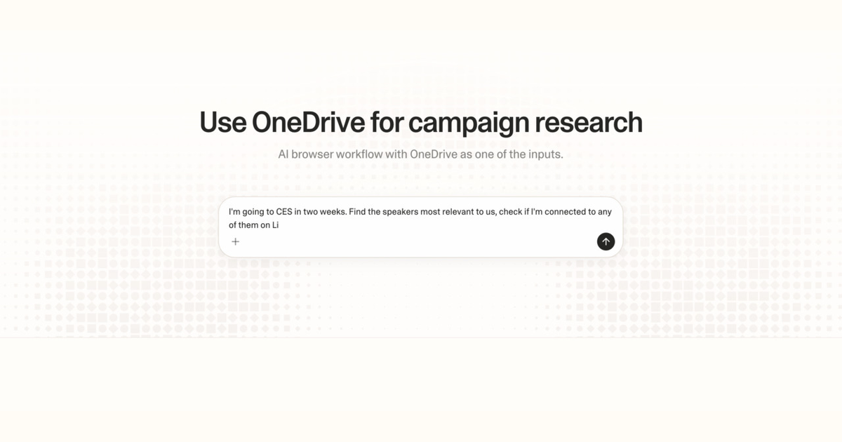 Diagram of Strawberry AI browser workflow using OneDrive for campaign research