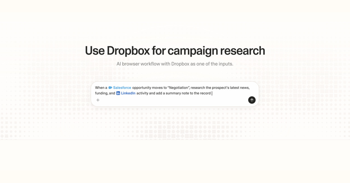 Diagram of Strawberry AI browser workflow using Dropbox for campaign research