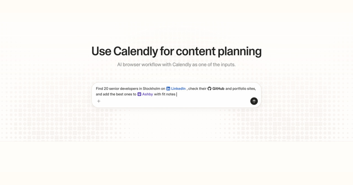 Diagram of Strawberry AI browser workflow using Calendly for content planning